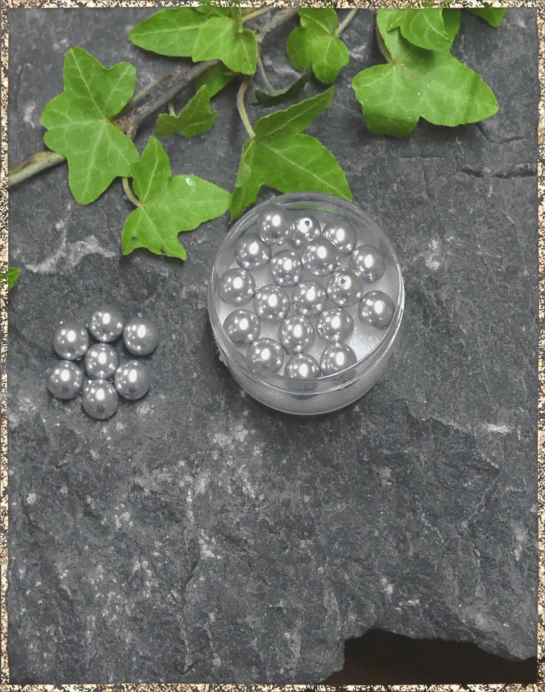 Perlen silbergrau 8 mm